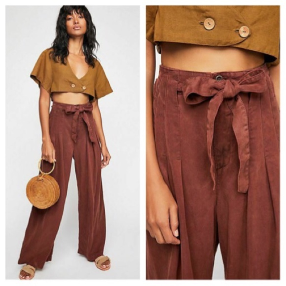 Free People Brown Wide Leg Pants